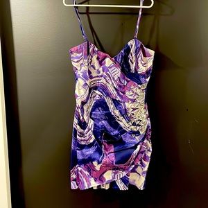 Lipsy Purple and white marble colored dress size 10